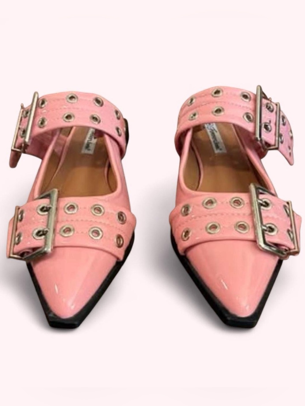 Pink Patent Leather Pointed-Toe Grommet Ballet Flats 💗